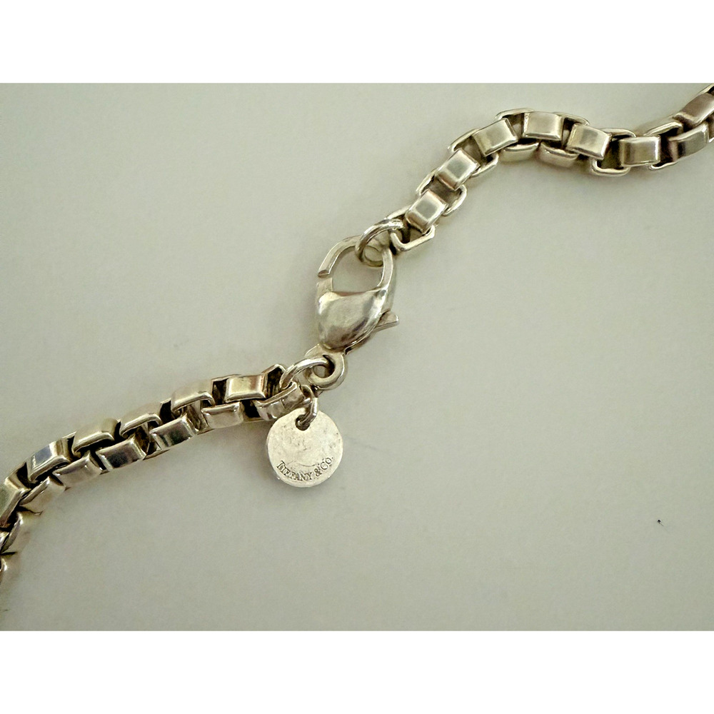 Vtg Tiffany & Co Sterling Silver Venetian Link Box Chain Necklace 18 inch Unisex - Picture 6 of 14